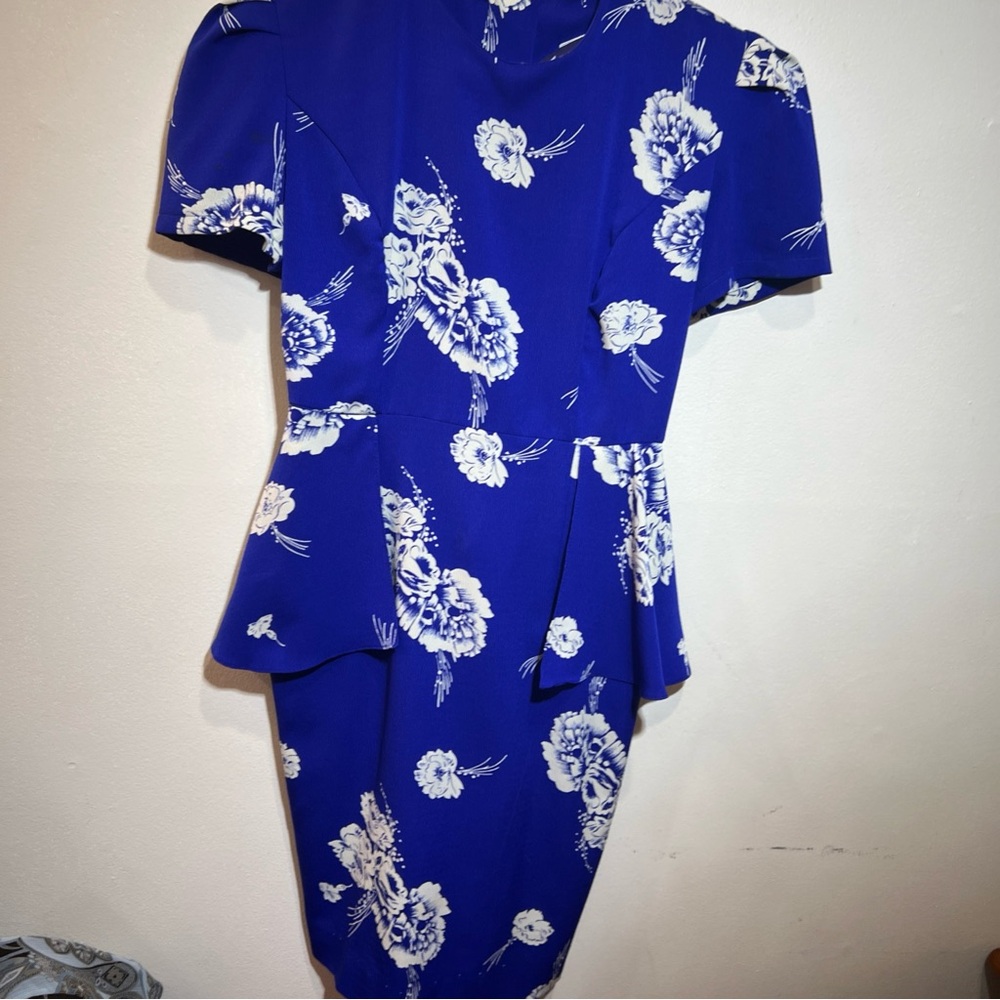 APRIL RAIN Blue Floral Dress VINTAGE Size Small